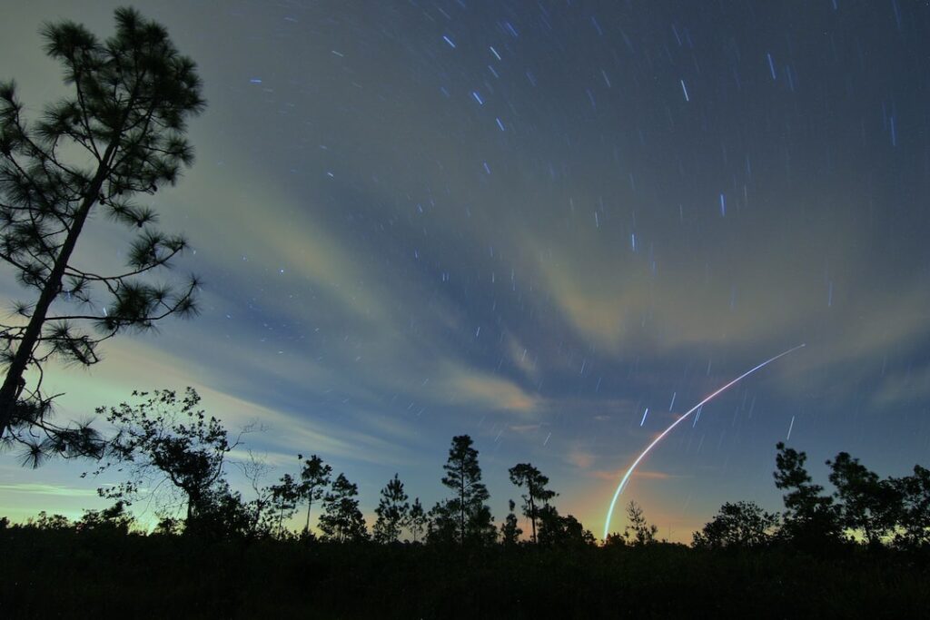 Even though it was cloudy,  I decided to give it a try.  Launch was delayed a bit due to lightning in the area.  The picture was taken a my campsite at River Ranch Fl.  Figured a long exposure to add some star trails.